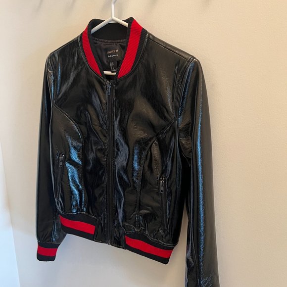 Forever 21 Black Patent Bomber Jacket - Picture 3 of 6
